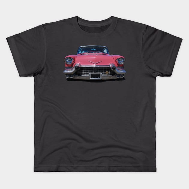 Pink '57 Cadillac front end Kids T-Shirt by JonnyFivePhoto